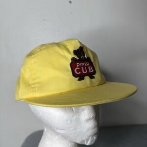 Vintage Cap America Yellow Piper Cub Embroidered SnapBack Hat 80s Adjustable